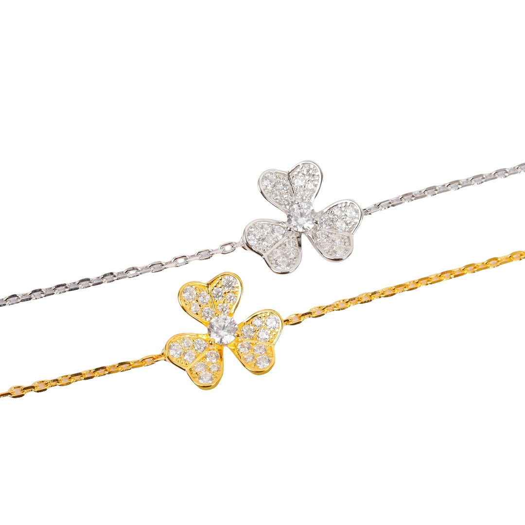 VCSV008 18k gold diamond clover Frivole Bracelet - ccjewelryacc