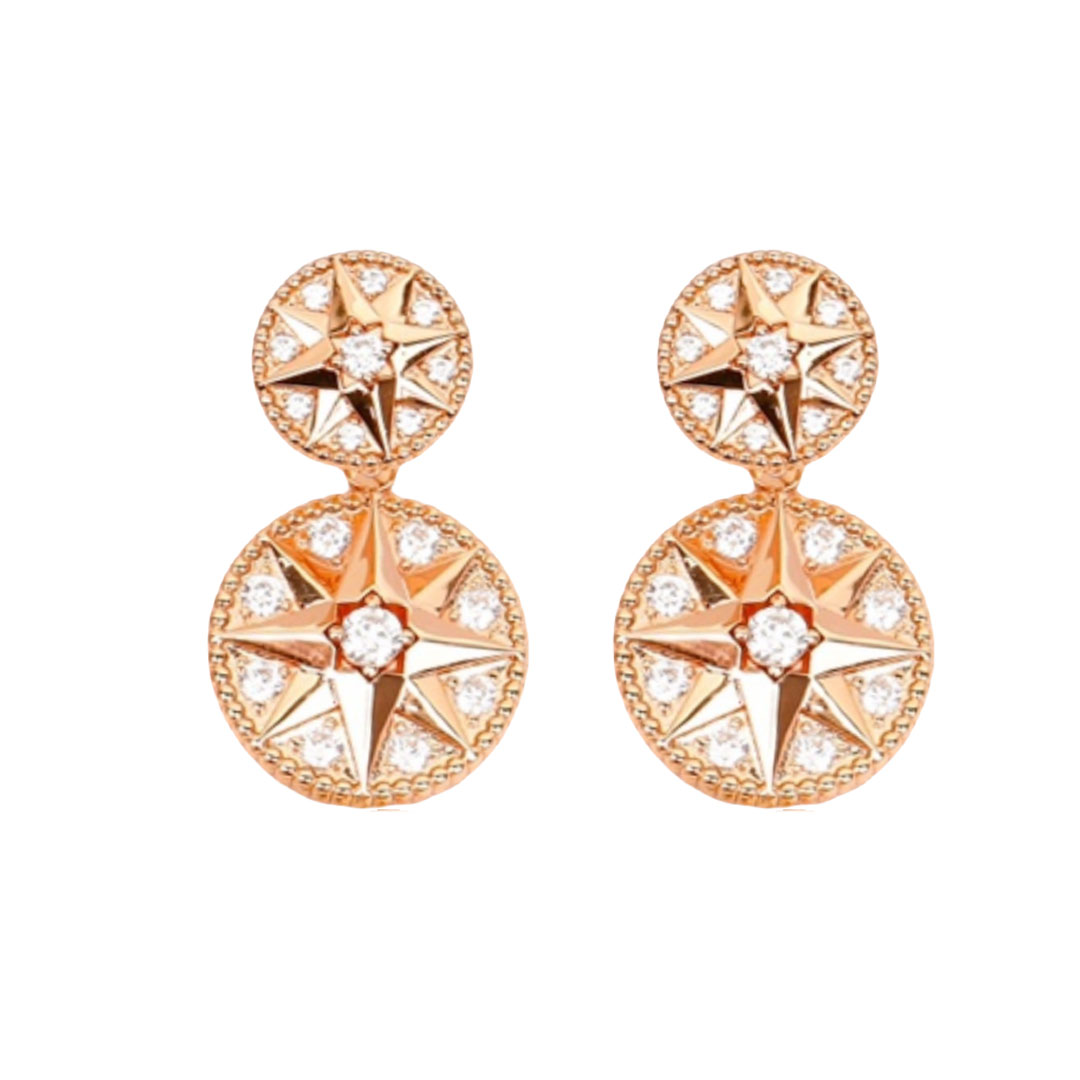 CDEV008 18k Gold and diamond dior ROSE DES VENTS earrings - ccjewelryacc