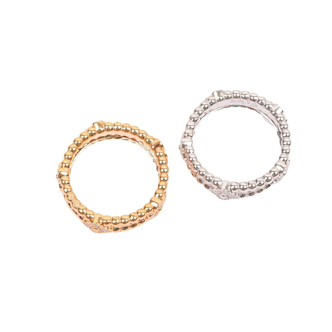 VCRS002 18k white gold/rose gold VCA Perlée sweet clovers ring - ccjewelryacc