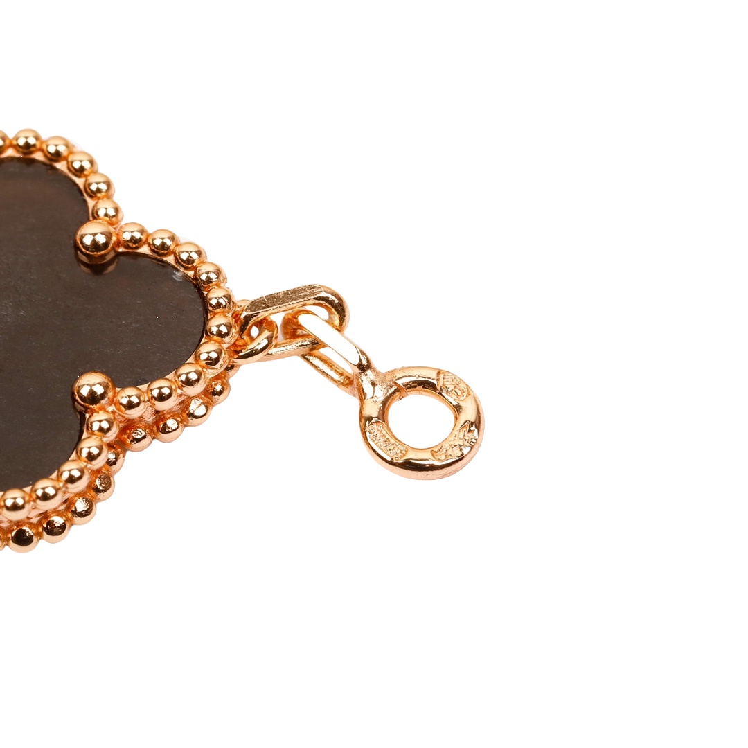 VCSV006 18k rose gold van cleef silver obsidian alhambra bracelet 5 motif - ccjewelryacc