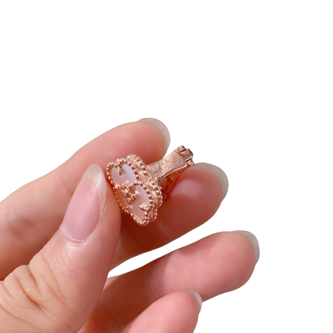 VCEV001 18K Rose gold vca Lucky spring plum blossom earrings clip - ccjewelryacc