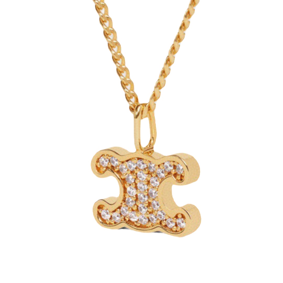 CLN009 Triomphe rhinestone pendant necklace - ccjewelryacc