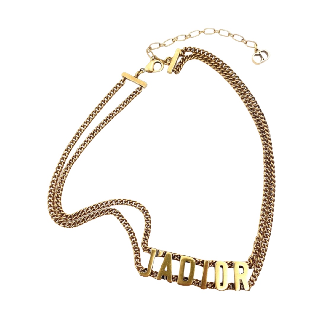 CDN008 Jadior letters Choker Necklace in metal double chain - ccjewelryacc