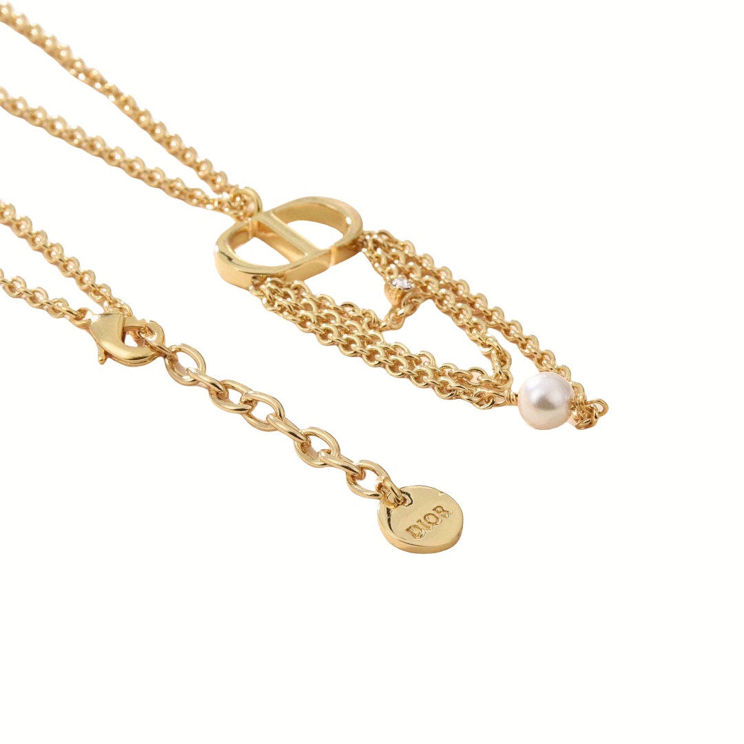 CDN209 CD Logo with chain tassel pendant necklace - ccjewelryacc