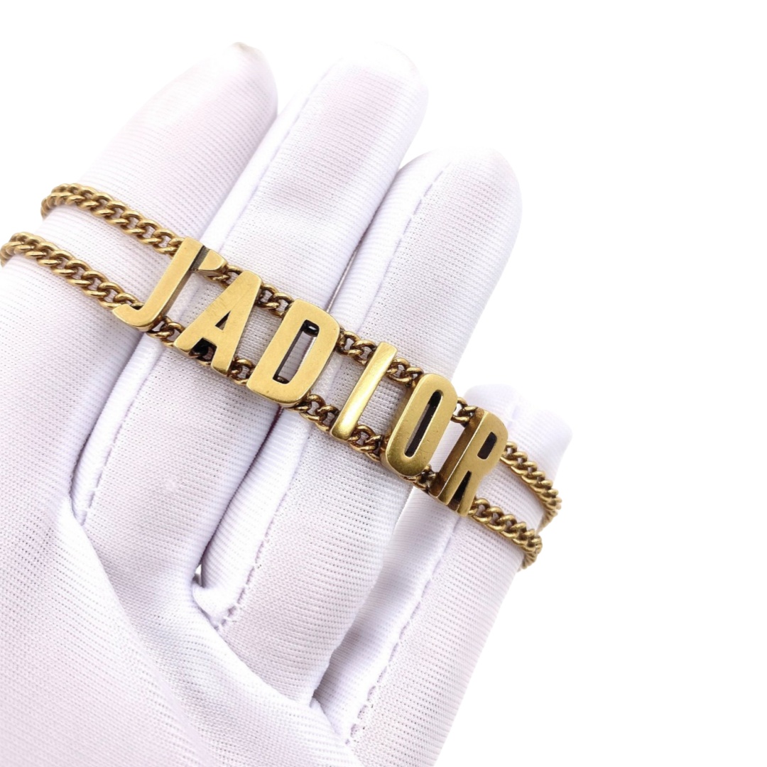 CDN008 Jadior letters Choker Necklace in metal double chain - ccjewelryacc