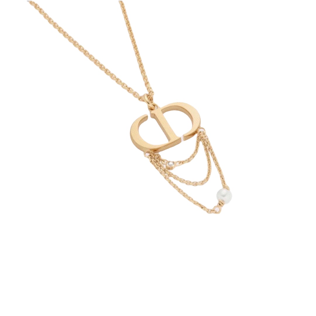 CDN209 CD Logo with chain tassel pendant necklace - ccjewelryacc