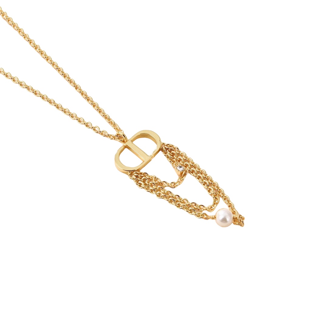 CDN209 CD Logo with chain tassel pendant necklace - ccjewelryacc