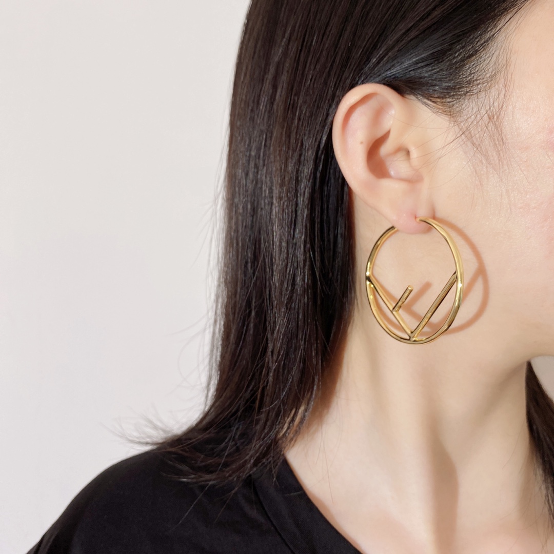 FDE013 F Is Fendi hoop earrings Large 5cm in metal - ccjewelryacc