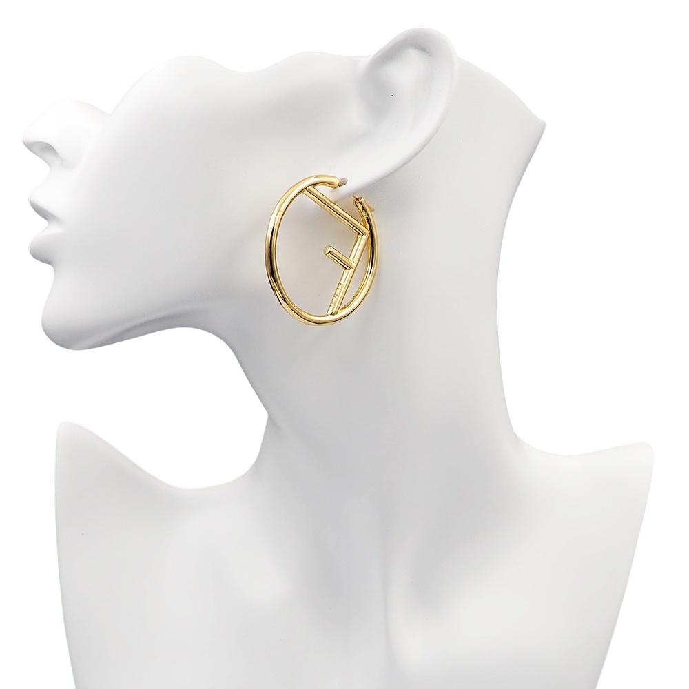 FDE012  F Is Fendi hoop earrings Large 4cm in metal - ccjewelryacc