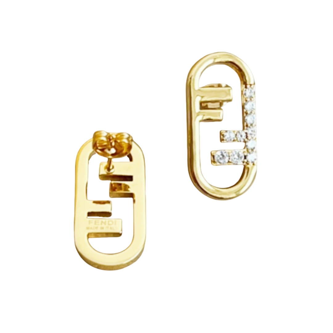 FDE016 O'Lock Earrings in metal gold finish and crystal - ccjewelryacc