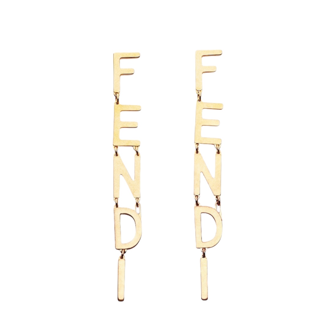 FDE009 Fendigraphy Earrings in metal gold finish - ccjewelryacc