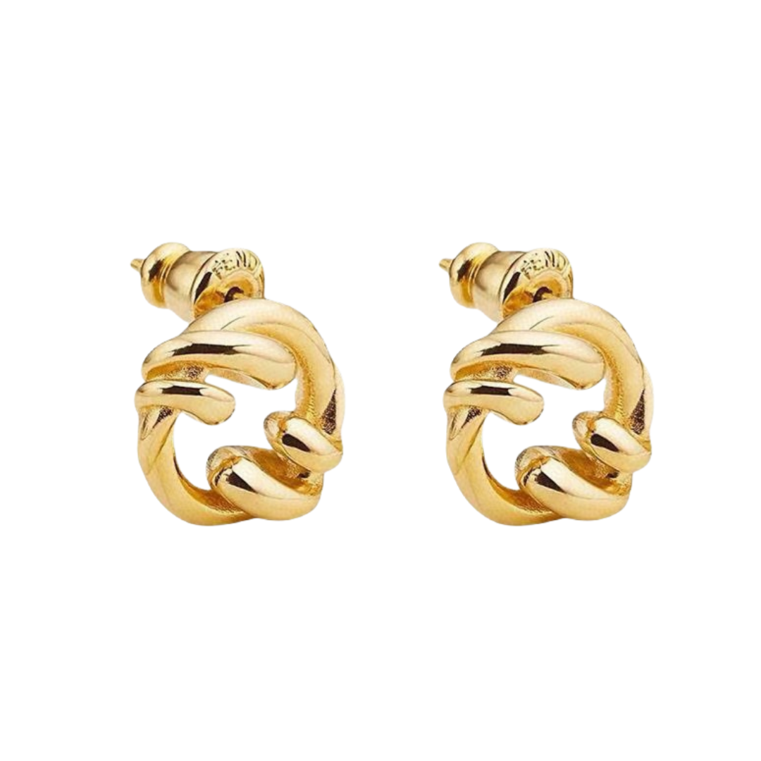DE086 Fendi filo earrings in metal gold finish - ccjewelryacc