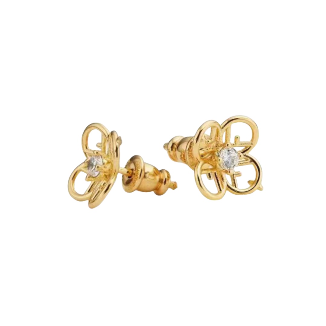 FDE005 F Is Fendi flower earrings in metal gold finish - ccfashionjewelry