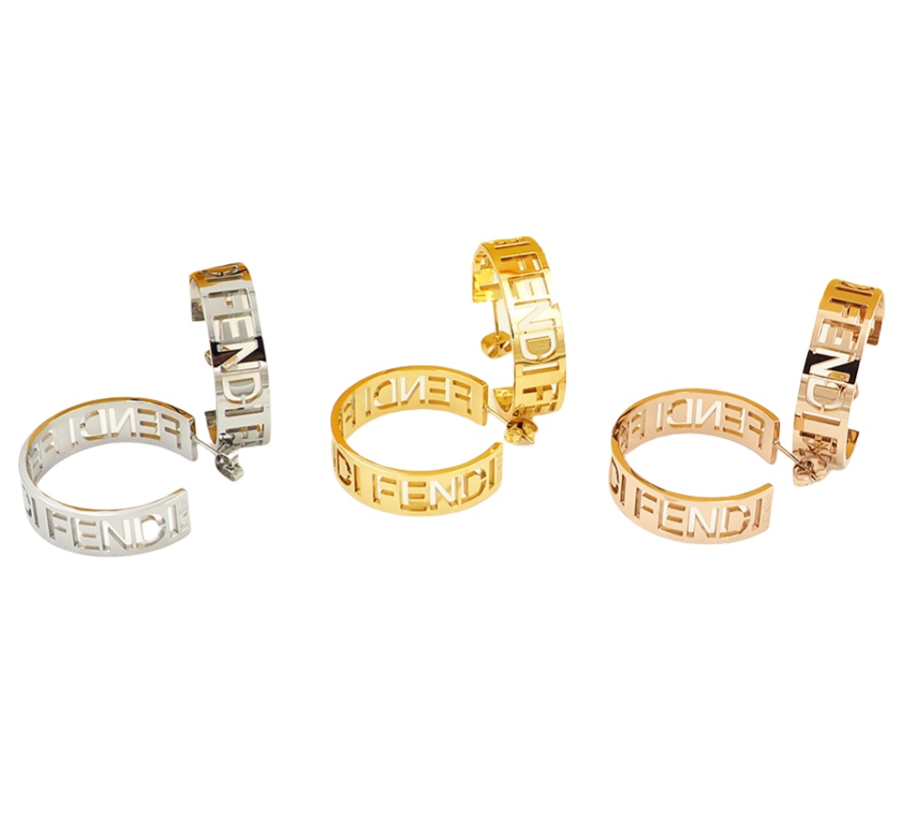 FDE041 Fendi Logo Cut-Out Hoop Earrings - ccjewelryacc