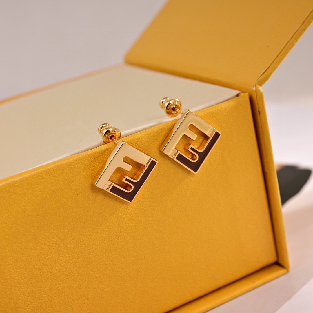 FDE007 Fendi forever earring in metal and enamel - ccjewelryacc
