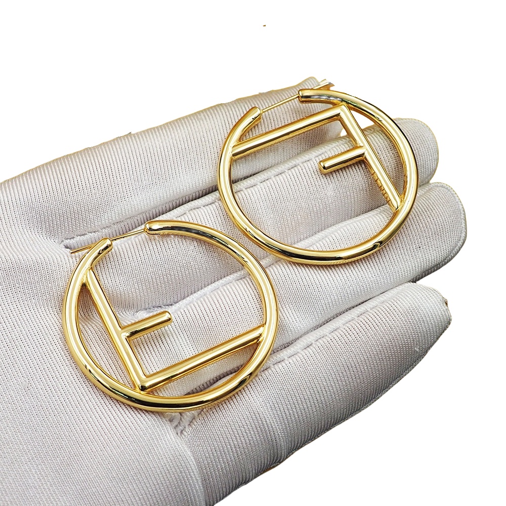 FDE012  F Is Fendi hoop earrings Large 4cm in metal - ccjewelryacc