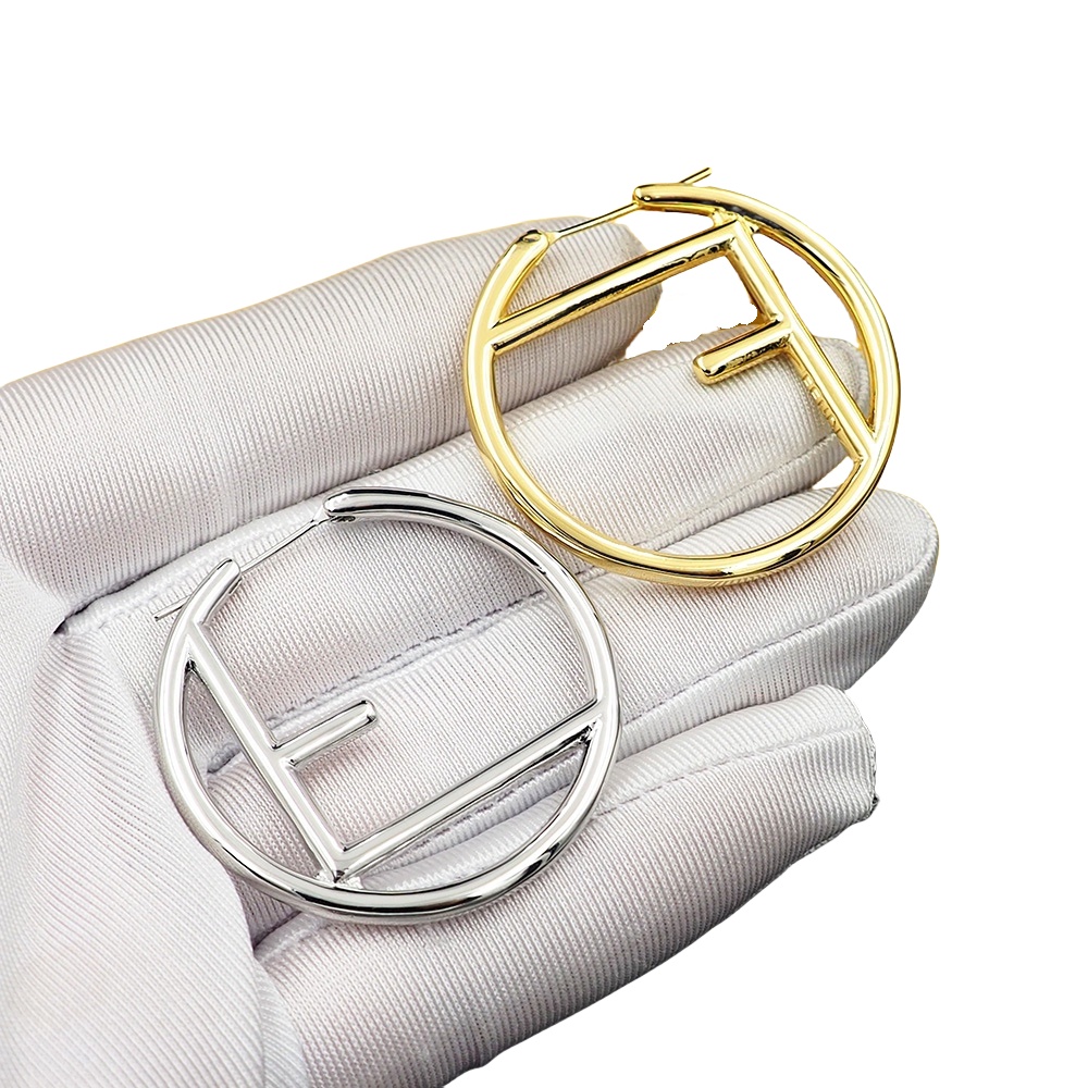 FDE013 F Is Fendi hoop earrings Large 5cm in metal - ccjewelryacc