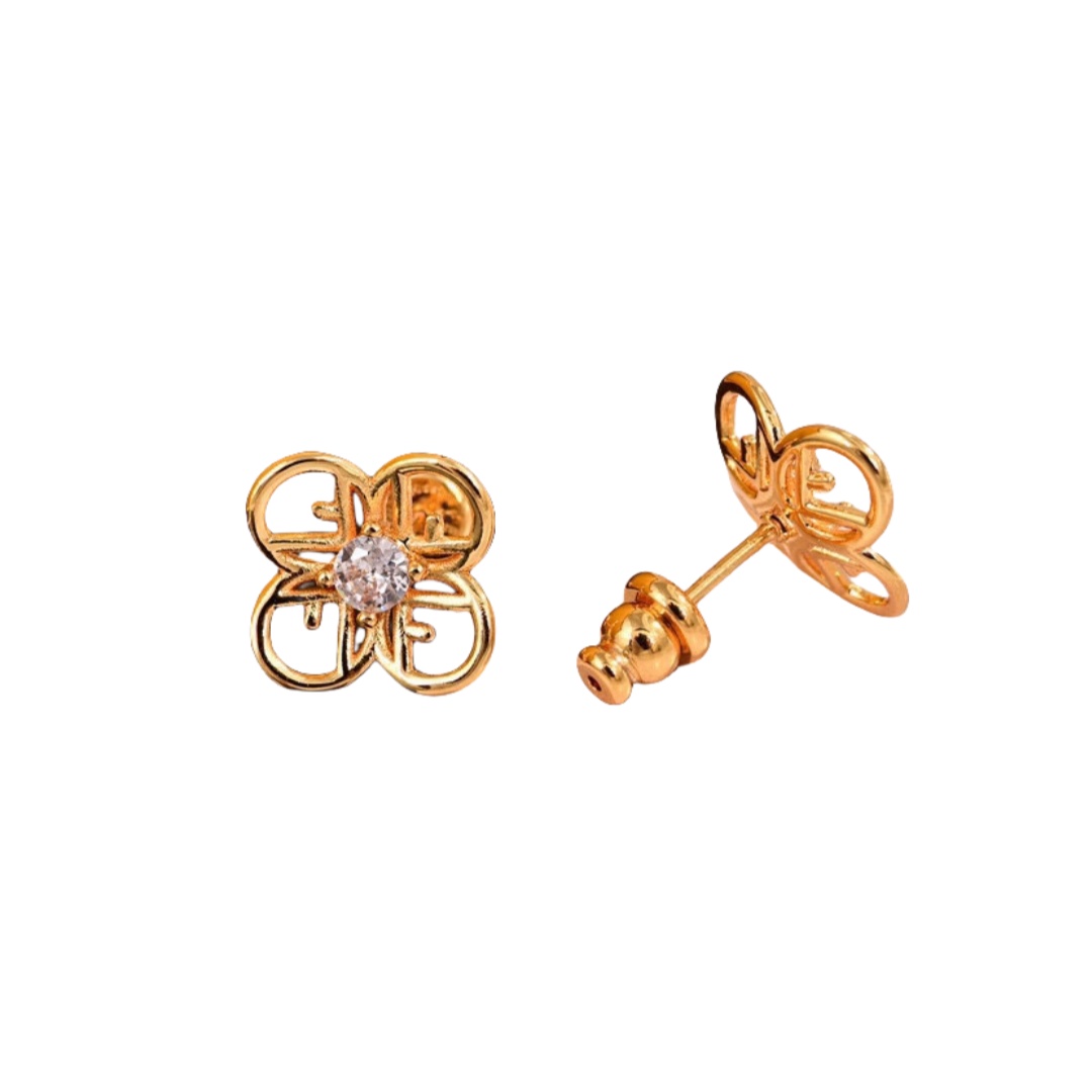 FDE005 F Is Fendi flower earrings in metal gold finish - ccjewelryacc