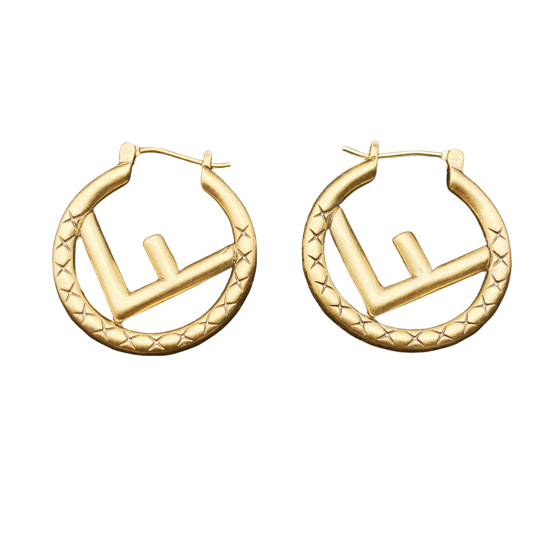 FDE004 F Is Fendi earrings in gold finish of metal - ccfashionjewelry