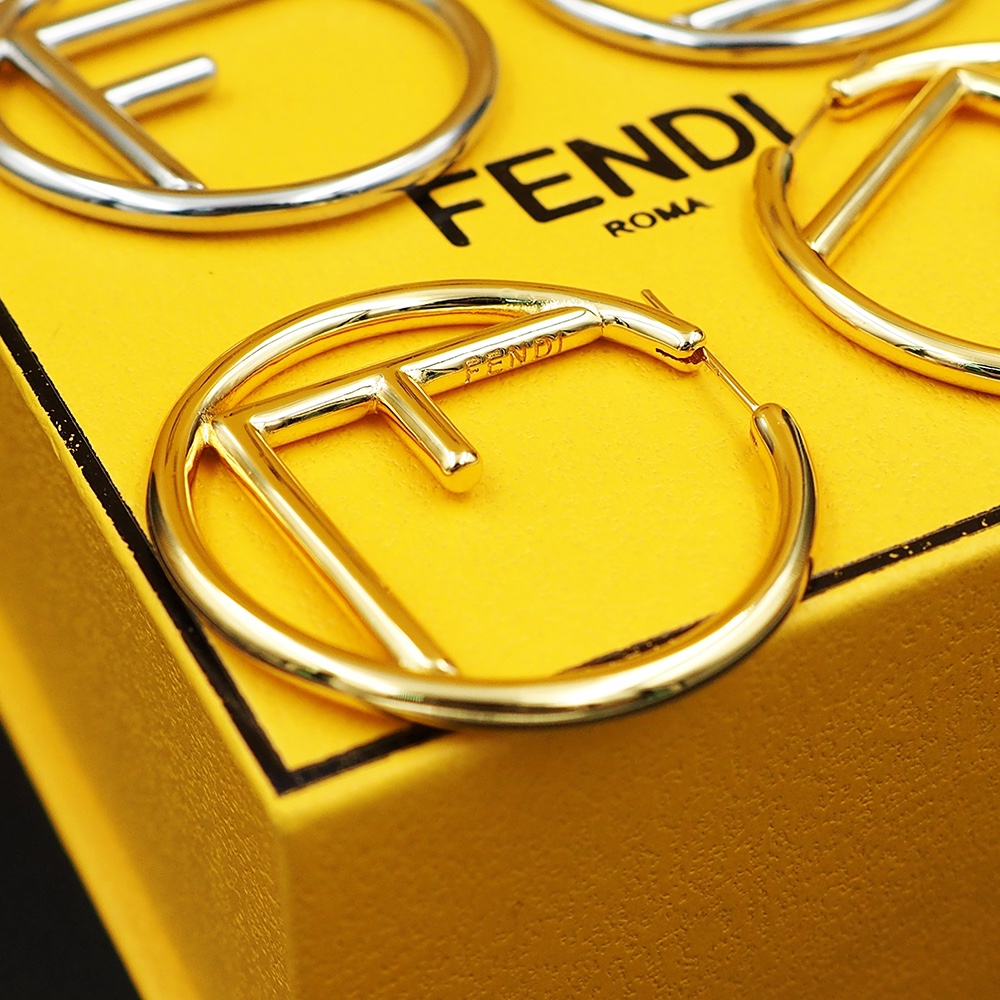 FDE012  F Is Fendi hoop earrings Large 4cm in metal - ccjewelryacc