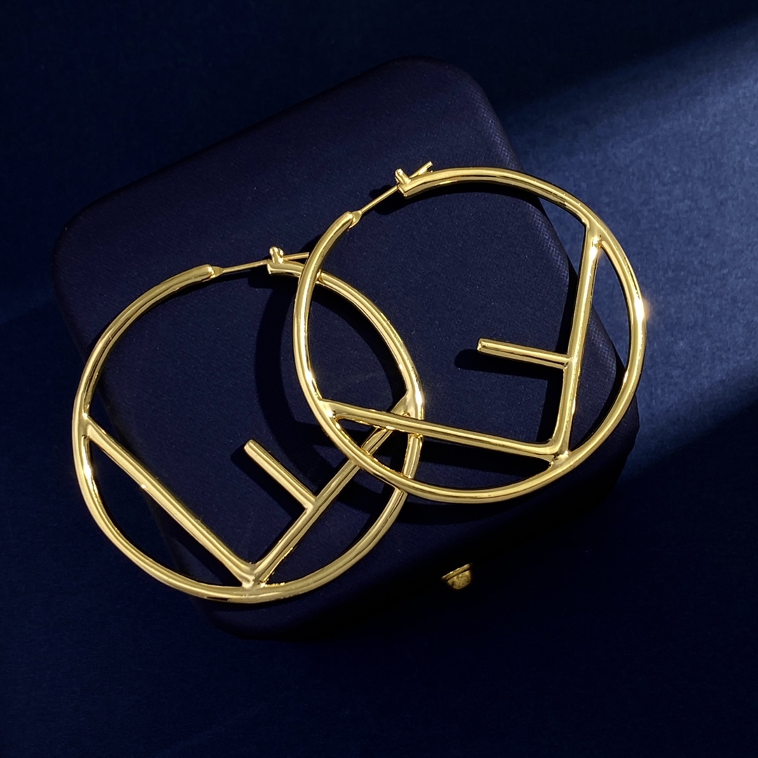 FDE013 F Is Fendi hoop earrings Large 5cm in metal - ccjewelryacc