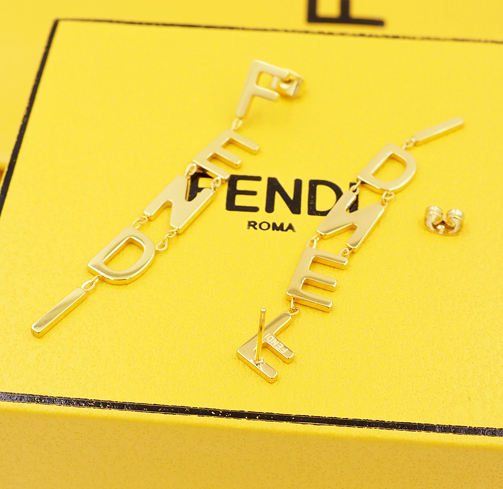 FDE009 Fendigraphy Earrings in metal gold finish - ccjewelryacc