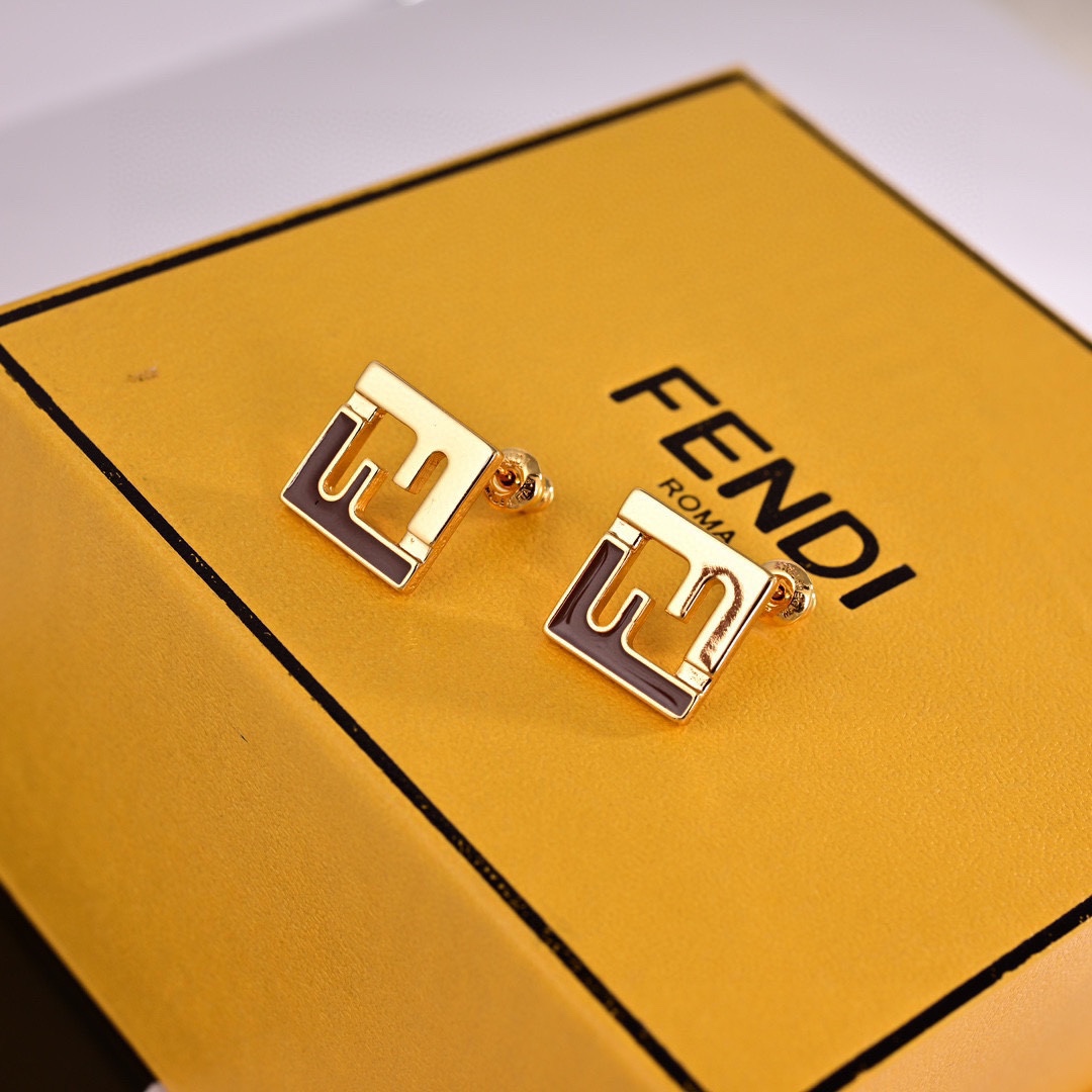 FDE007 Fendi forever earring in metal and enamel - ccjewelryacc