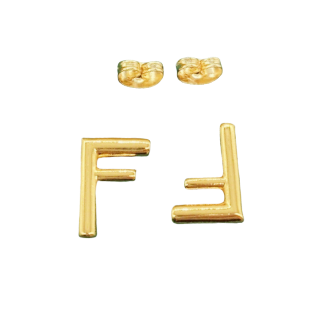 FDE006 Fendi Metal FF Stud Earrings Gold - ccjewelryacc
