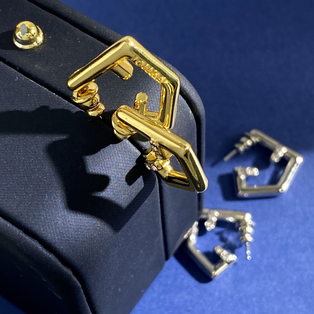 FDE011 Fendi first earring in metal and crystal - ccjewelryacc
