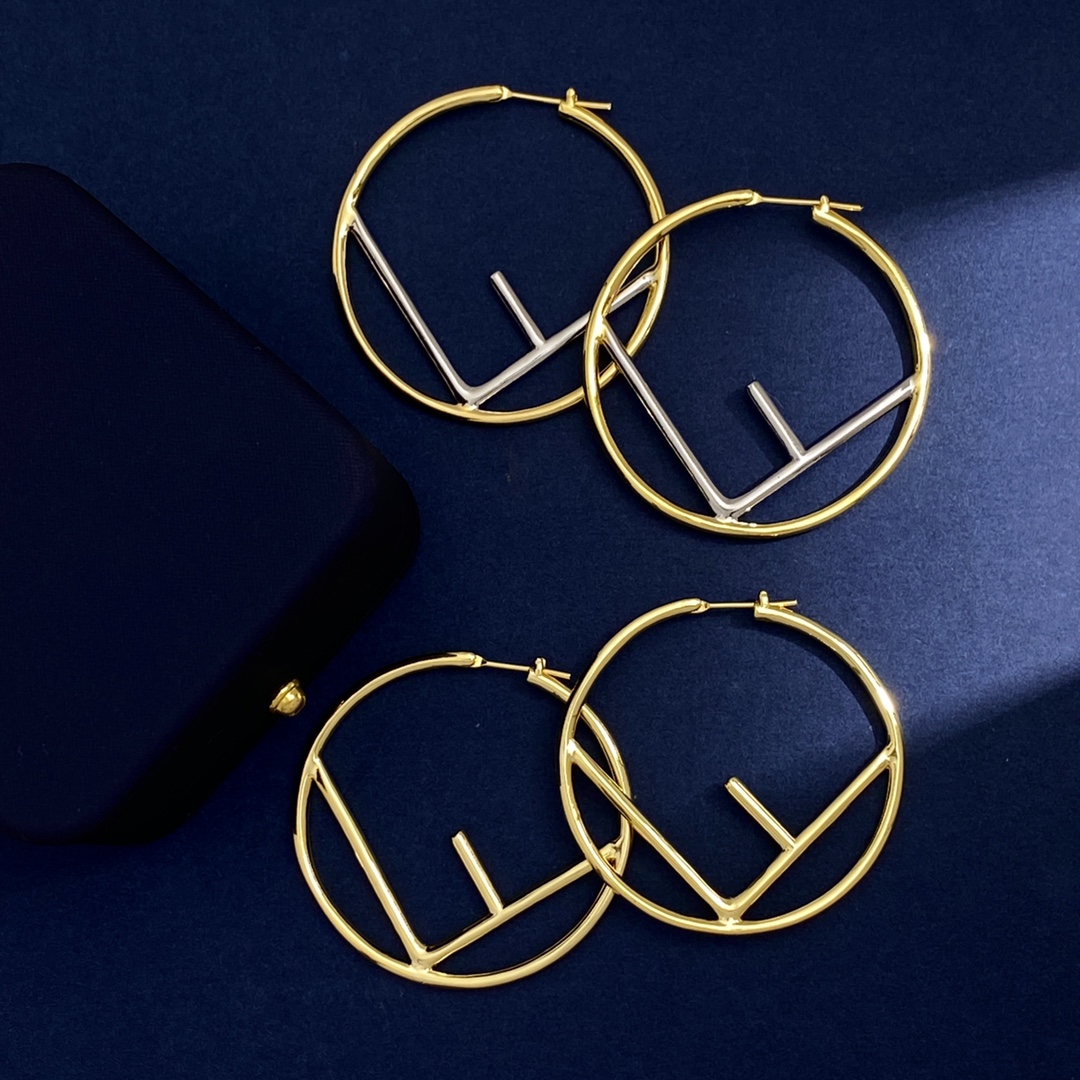 FDE013 F Is Fendi hoop earrings Large 5cm in metal - ccjewelryacc