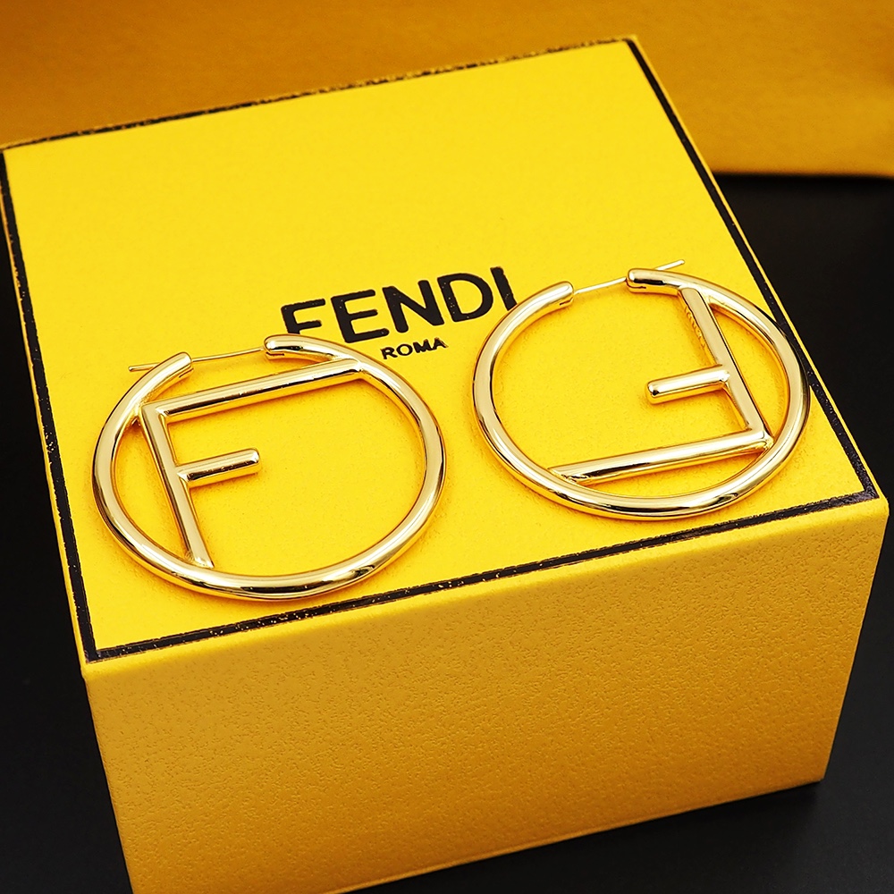 FDE012  F Is Fendi hoop earrings Large 4cm in metal - ccjewelryacc