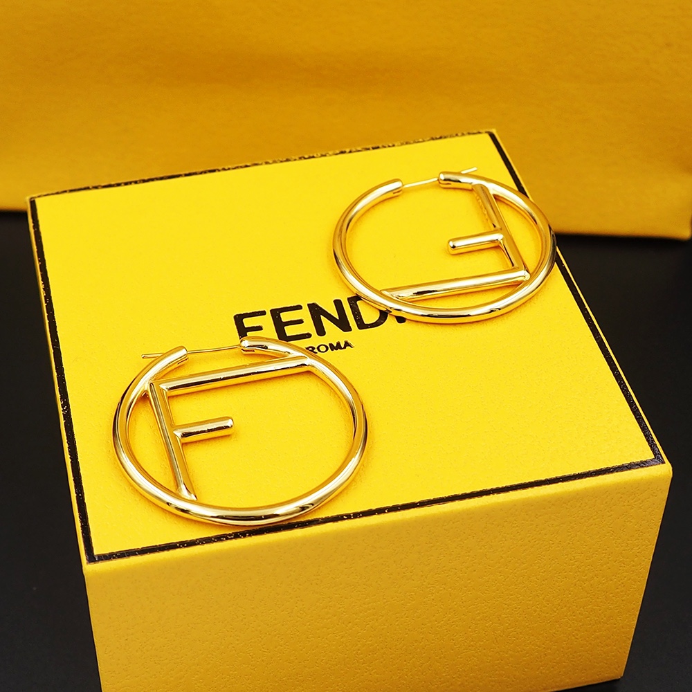 FDE012  F Is Fendi hoop earrings Large 4cm in metal - ccjewelryacc