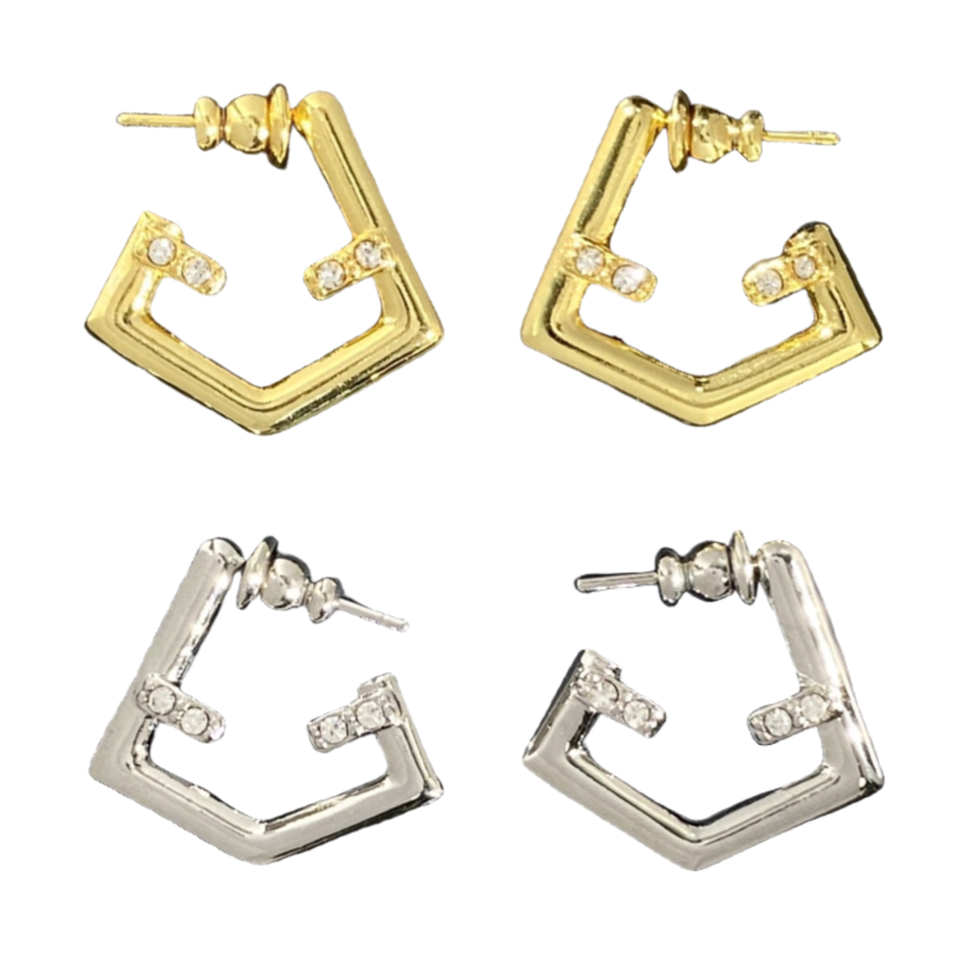 FDE011 Fendi first earring in metal and crystal - ccjewelryacc