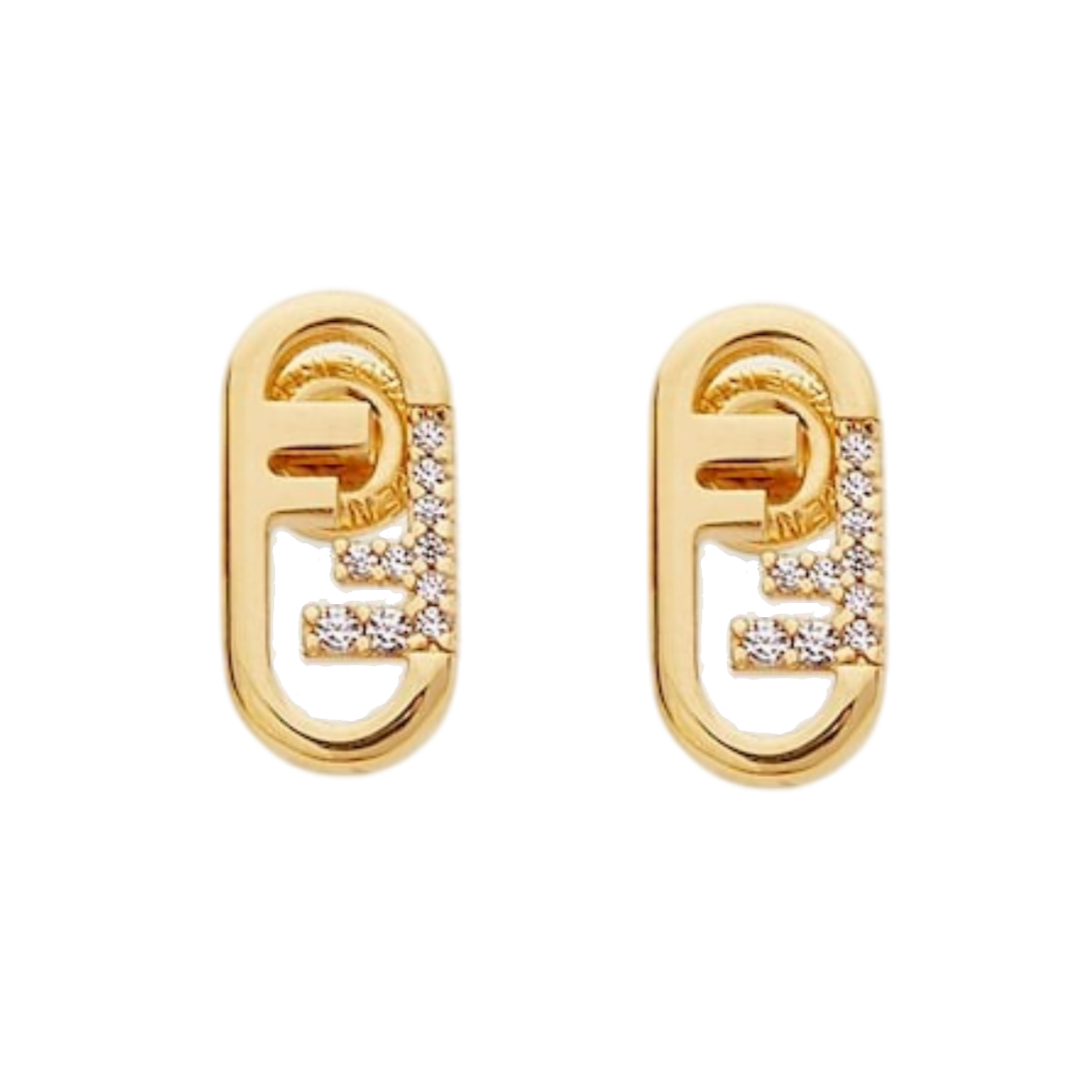 FDE016 O'Lock Earrings in metal gold finish and crystal - ccjewelryacc