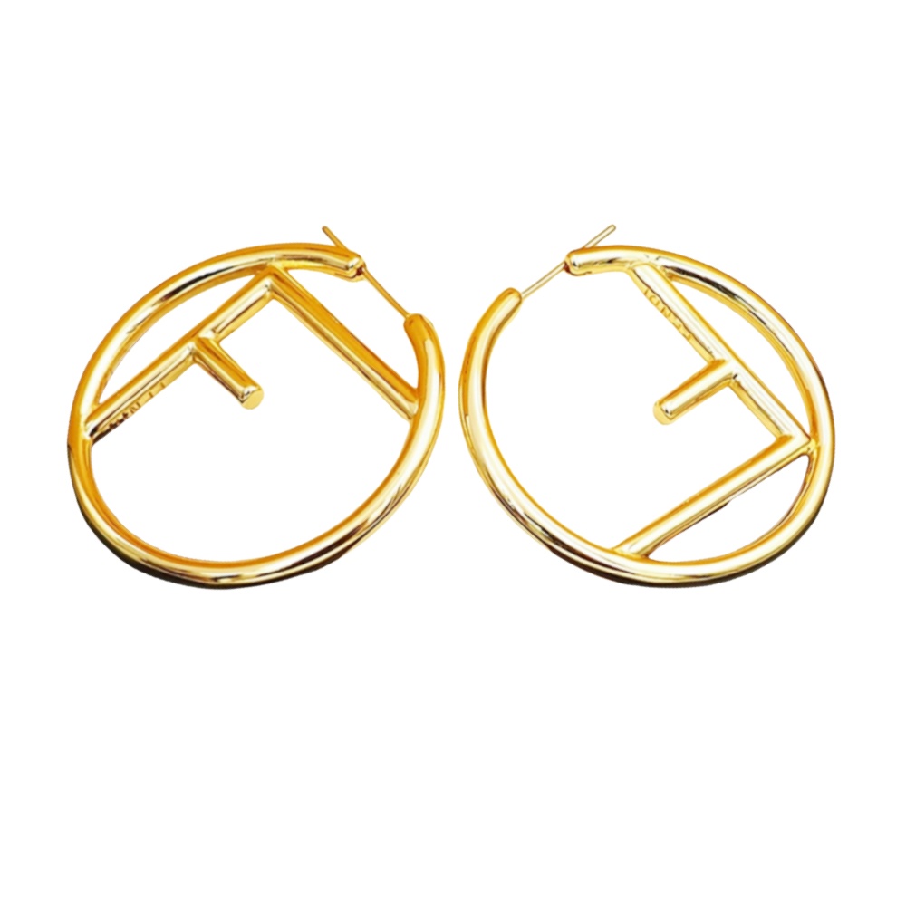 FDE012  F Is Fendi hoop earrings Large 4cm in metal - ccjewelryacc