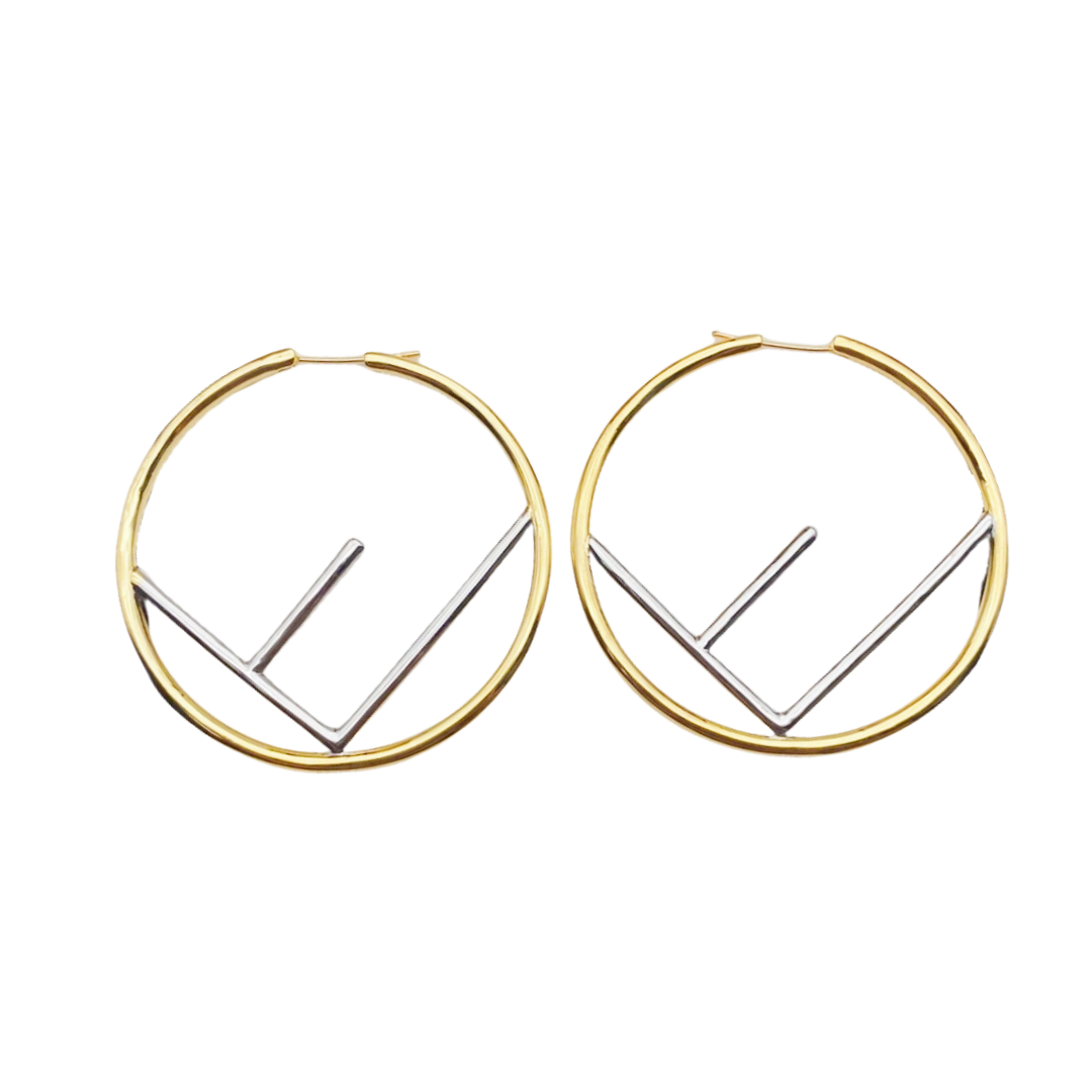 FDE013 F Is Fendi hoop earrings Large 5cm in metal - ccjewelryacc