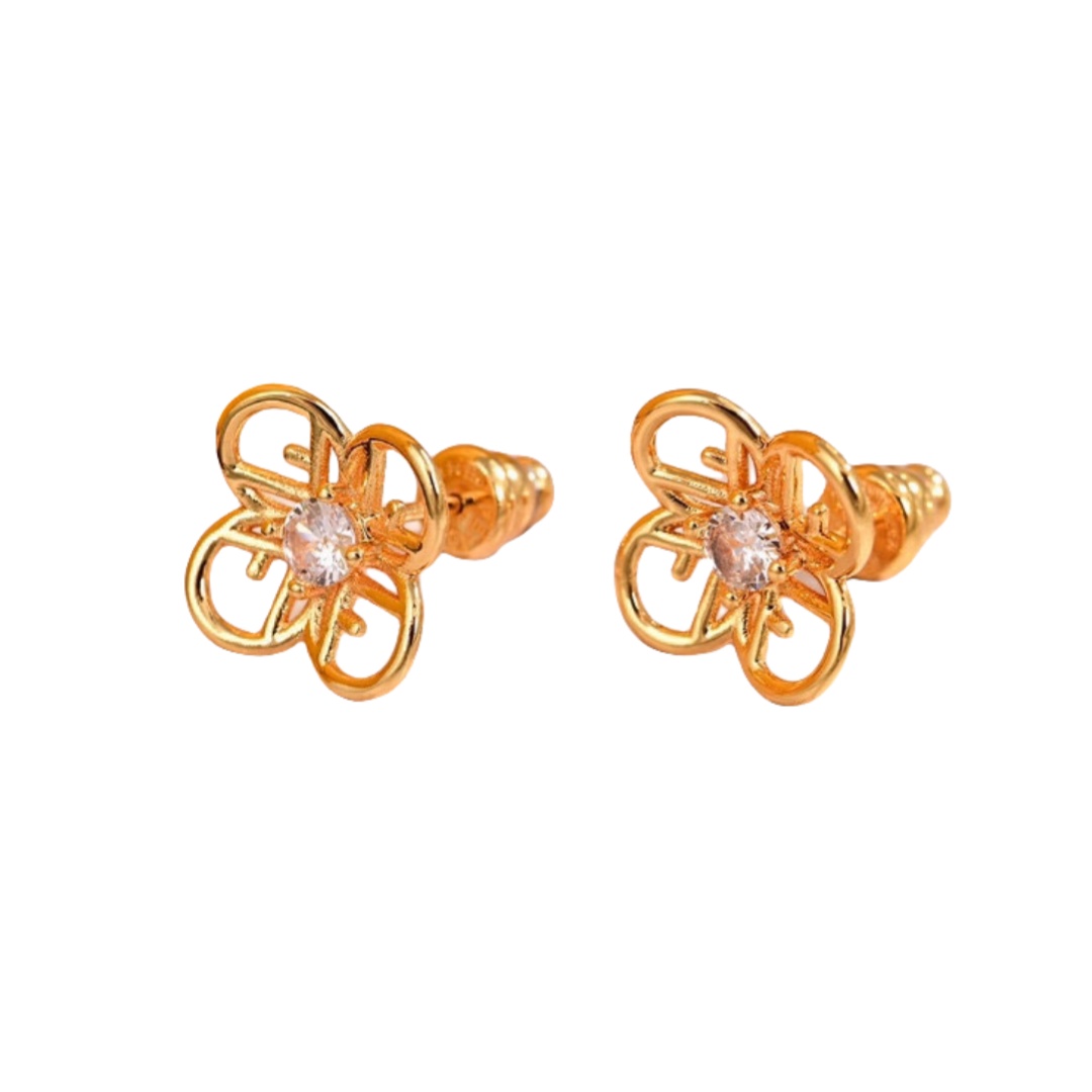 FDE005 F Is Fendi flower earrings in metal gold finish - ccjewelryacc
