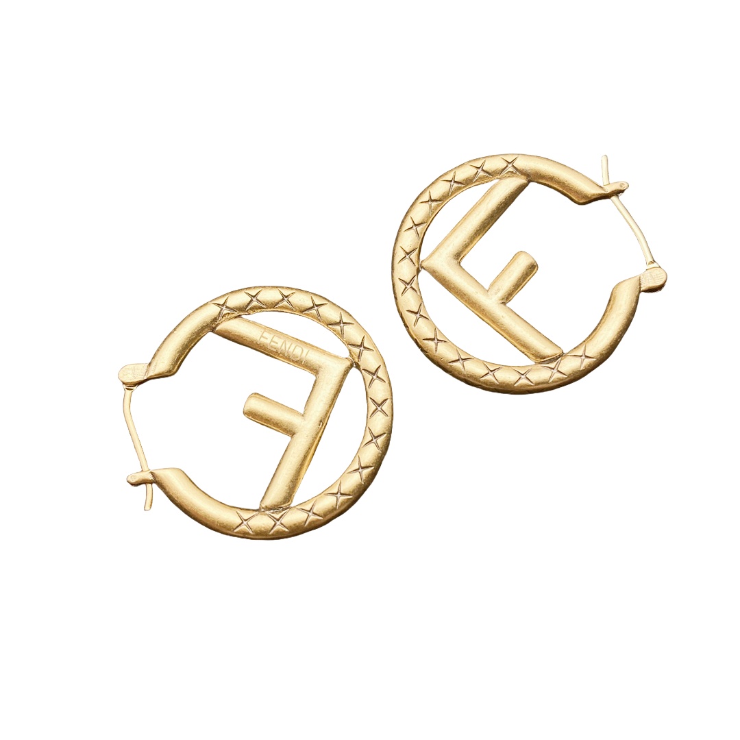 FDE004 F Is Fendi earrings in gold finish of metal - ccfashionjewelry