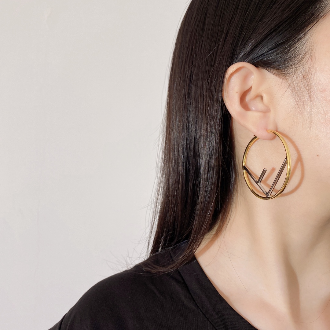 FDE013 F Is Fendi hoop earrings Large 5cm in metal - ccjewelryacc