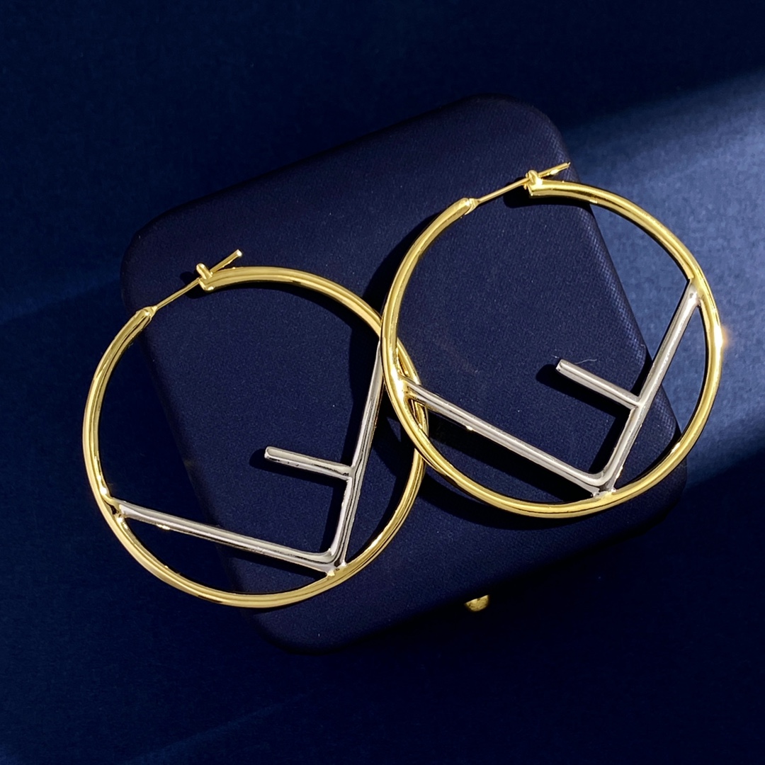 FDE013 F Is Fendi hoop earrings Large 5cm in metal - ccjewelryacc