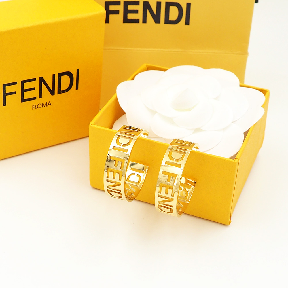 FDE041 Fendi Logo Cut-Out Hoop Earrings - ccjewelryacc
