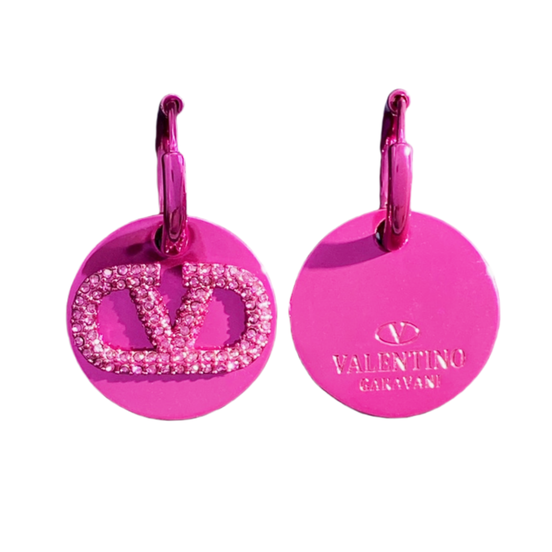 VTE078 Vlogo signature metal and crystal earrings - ccjewelryacc