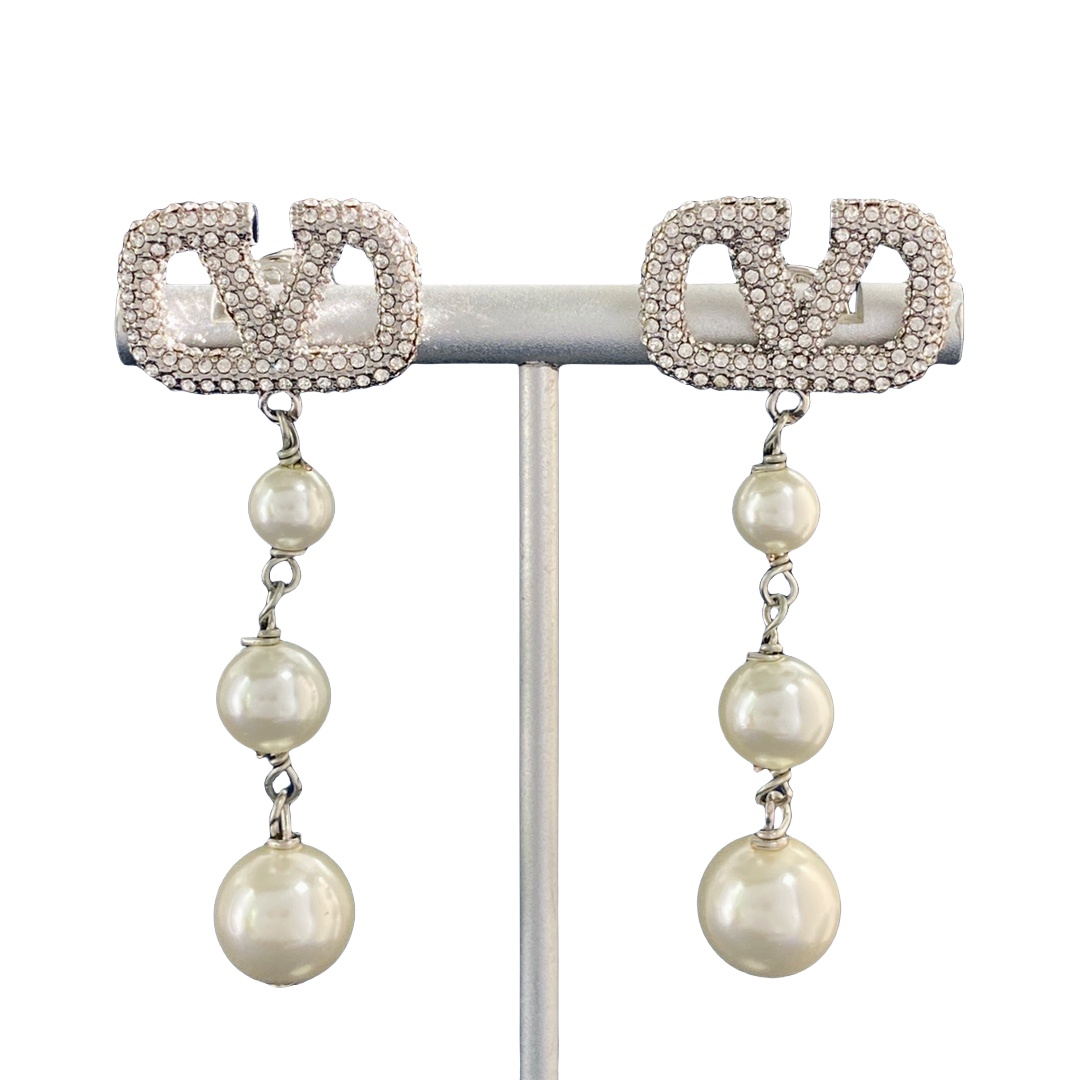 VTE005 vlogo pearl drop earrings - ccjewelryacc