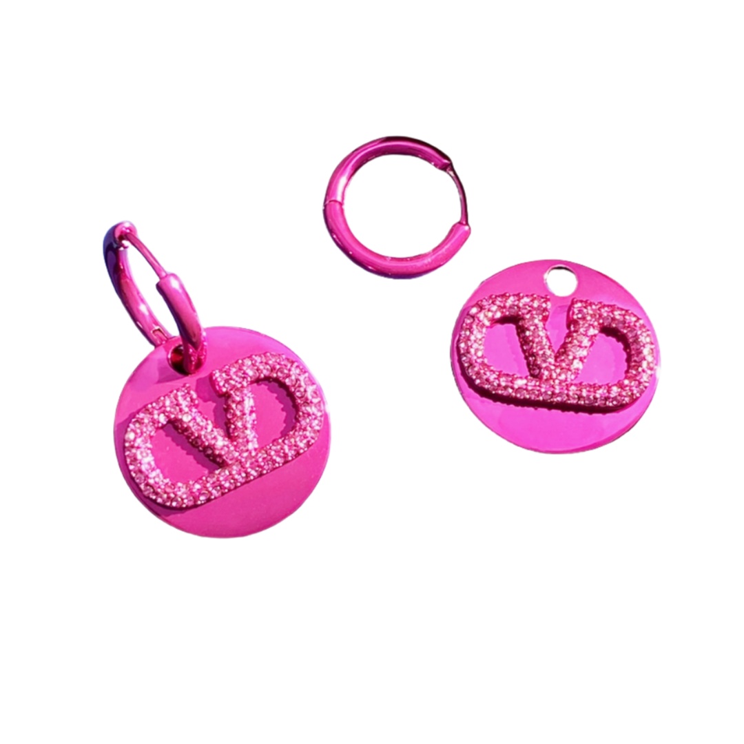VTE078 Vlogo signature metal and crystal earrings - ccjewelryacc