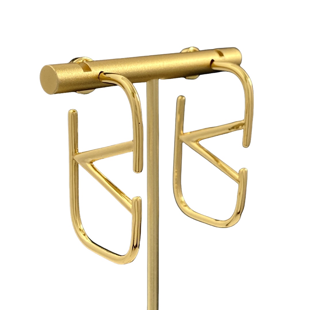 VTE001 Valentino Garavani Gold VLogo Signature Earrings - ccjewelryacc