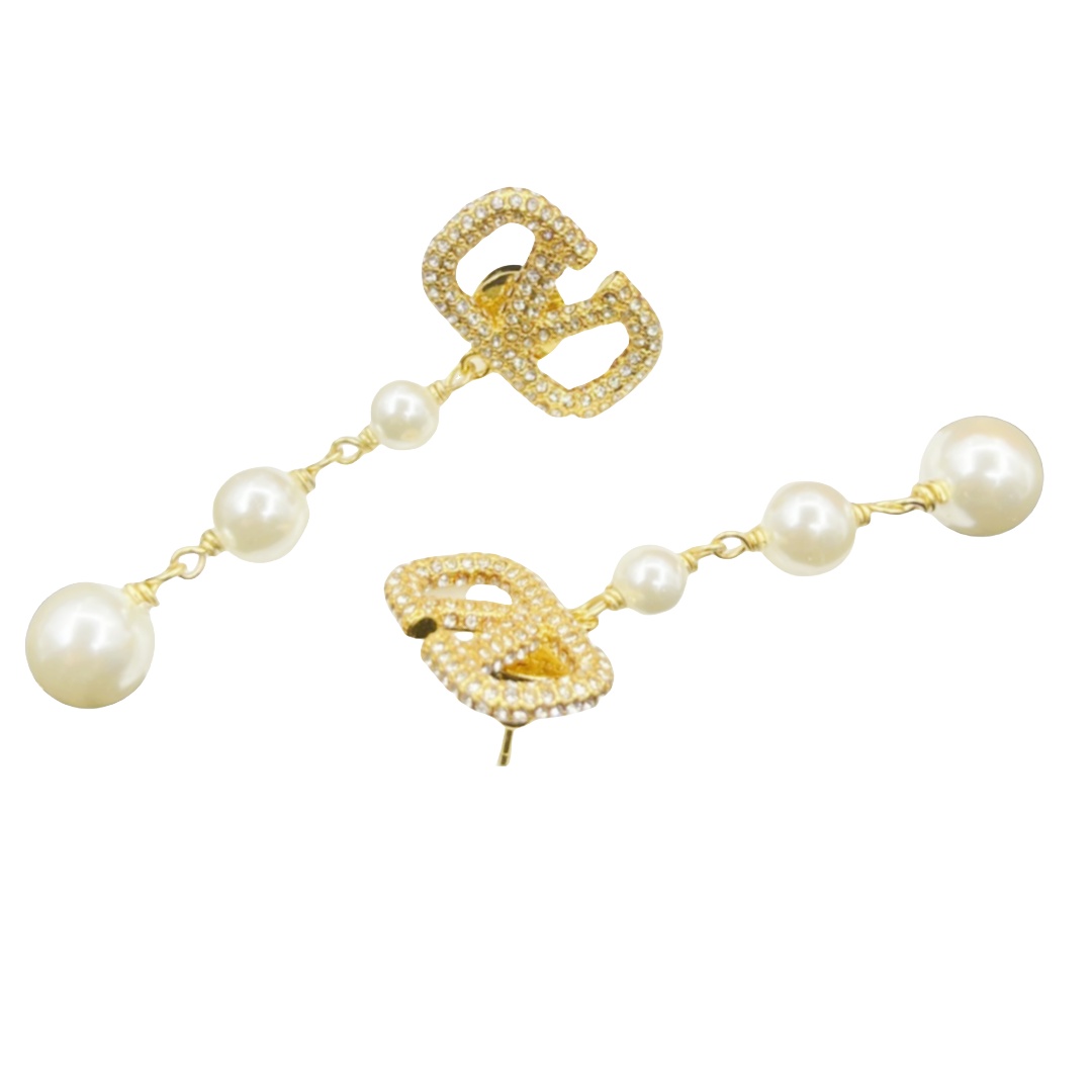 VTE005 vlogo pearl drop earrings - ccjewelryacc