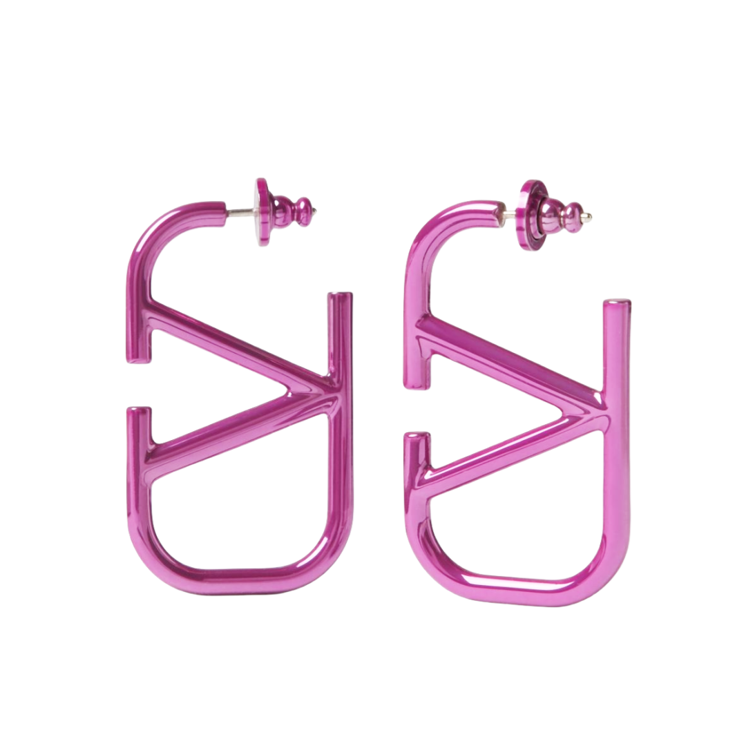 VTE002 Valentino Garavani VLogo Signature Hoop Earrings Pink - ccjewelryacc
