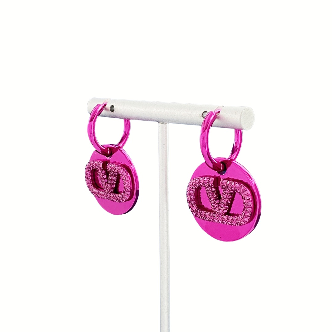 VTE078 Vlogo signature metal and crystal earrings - ccjewelryacc