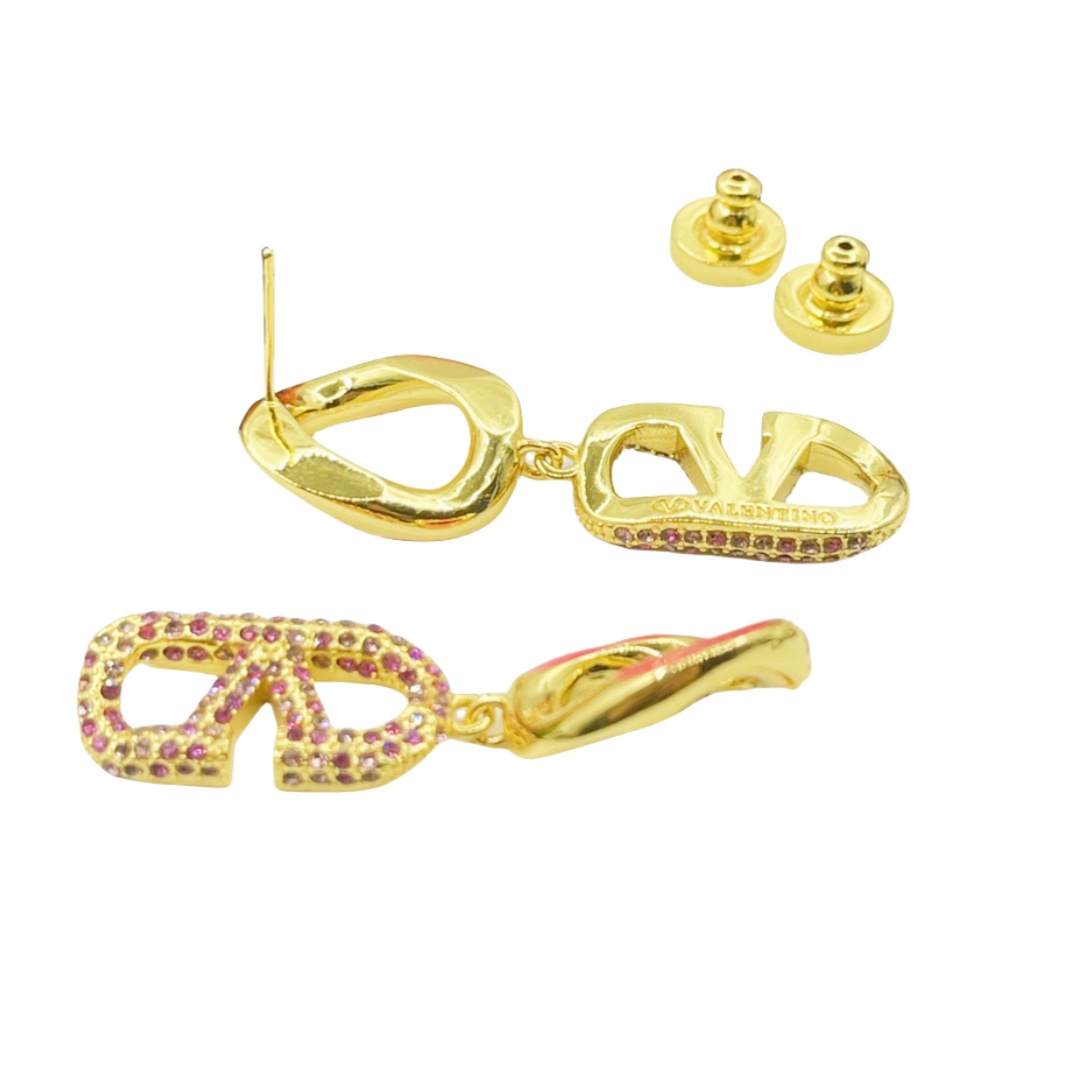 VTE003 VALENTINO GARAVANI drop earrings in metal and crystal - ccjewelryacc