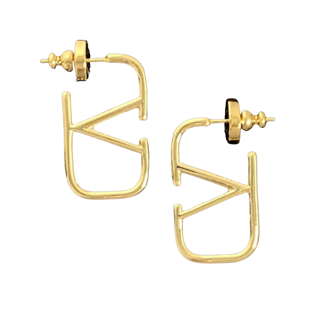 VTE001 Valentino Garavani Gold VLogo Signature Earrings - ccjewelryacc